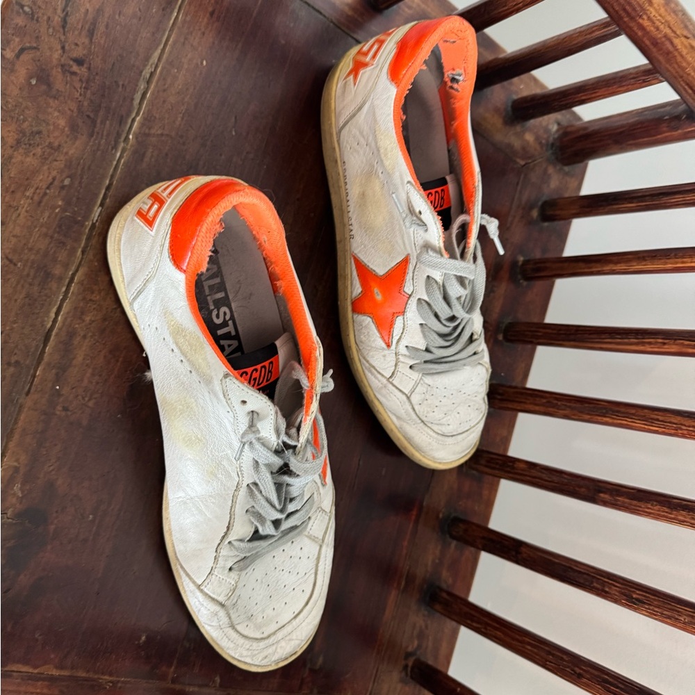 Golden Goose White and Orange Sneakers - Picture 3 of 7